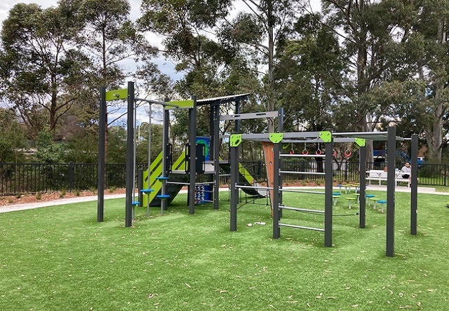 Local playground with colourful climbing equipment