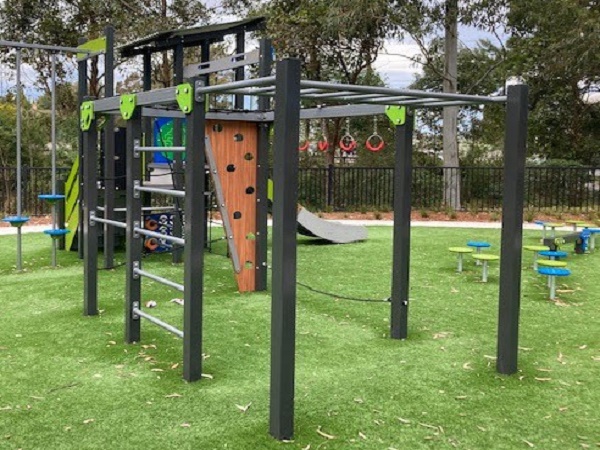 Playground with climbing fort