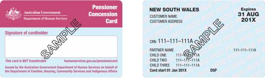 Pensioner concession card