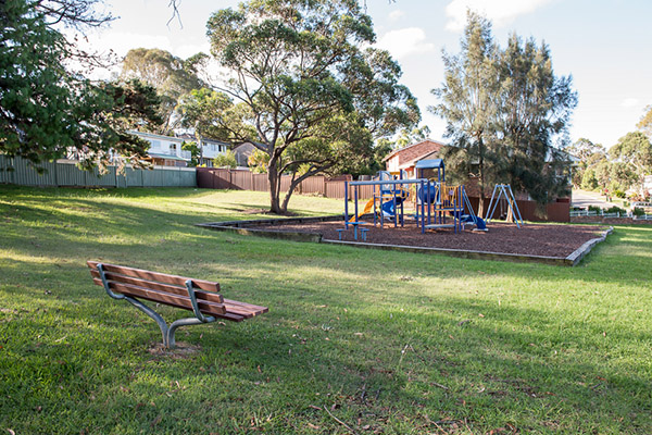 Park with playground and seat