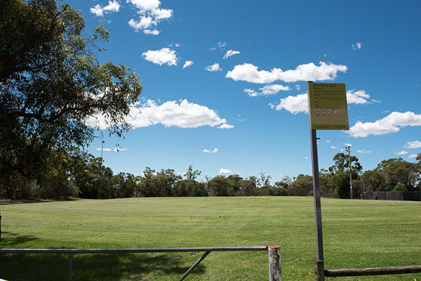 Entrance and view of playing fields