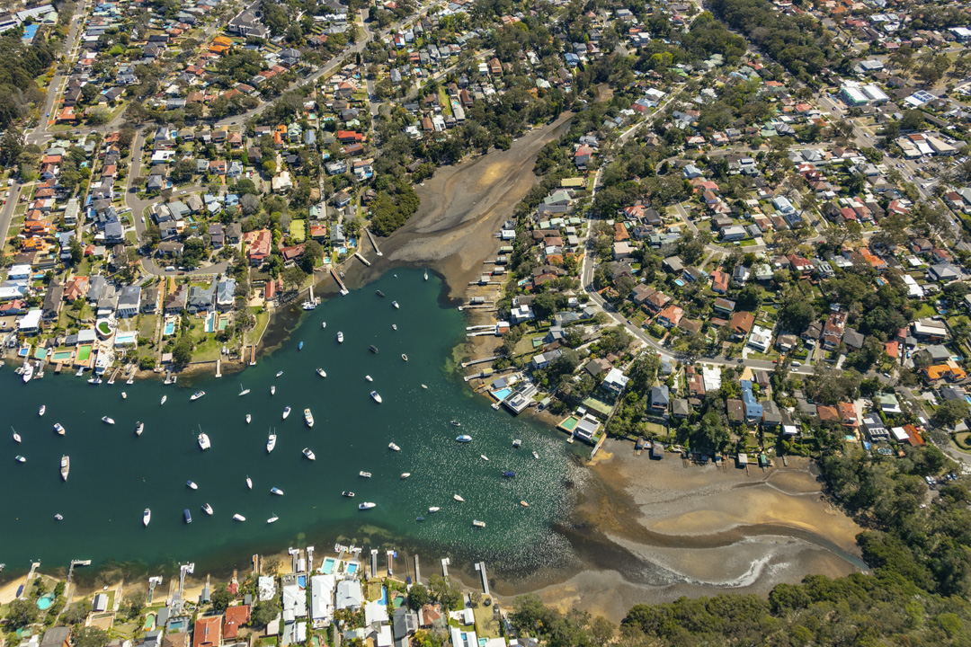 Aerial photo of sutherland shire, overlooking Ewey Creek