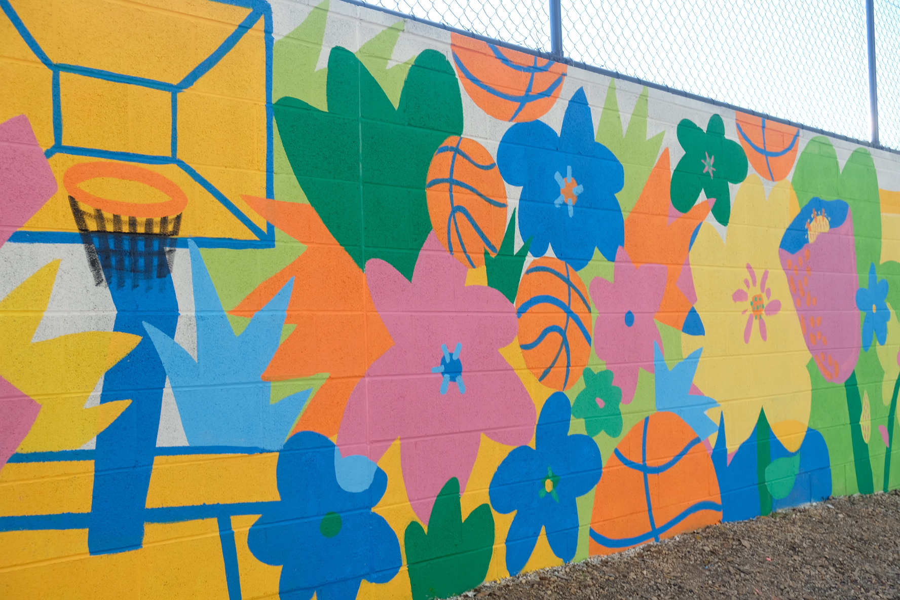 Colourful mural on wall
