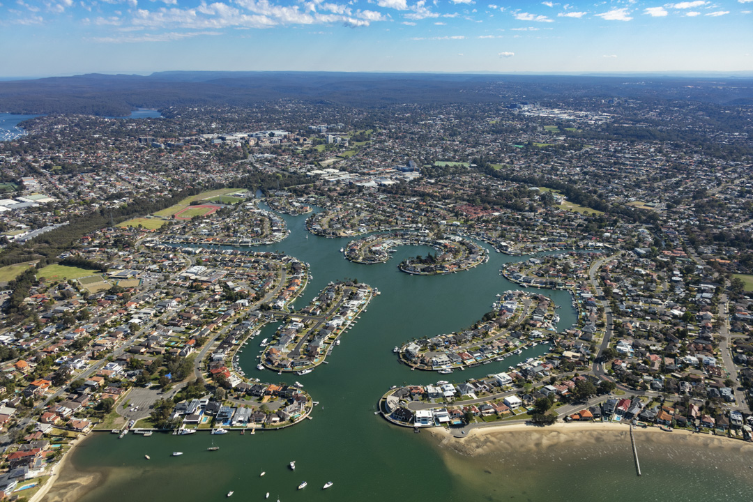 Aerial photo of Gwawley bay catchment