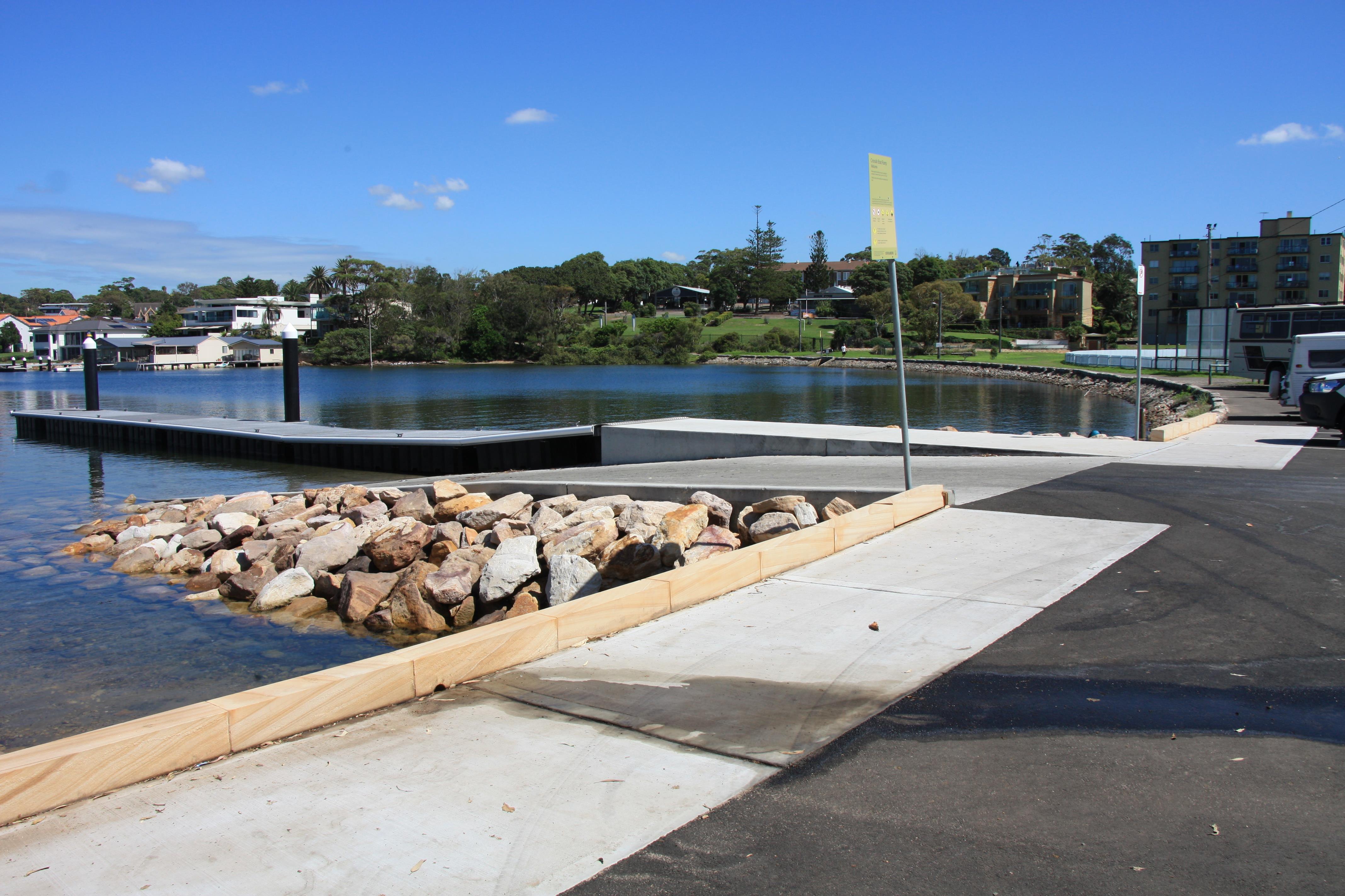 Boat ramp and pontoon with accessible path