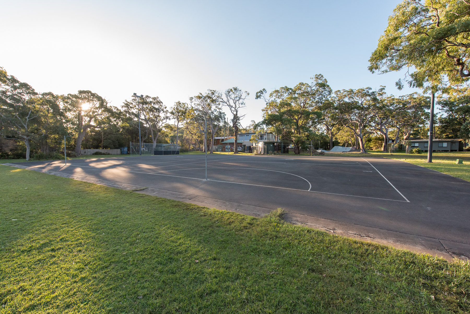 Netball courts in reserve