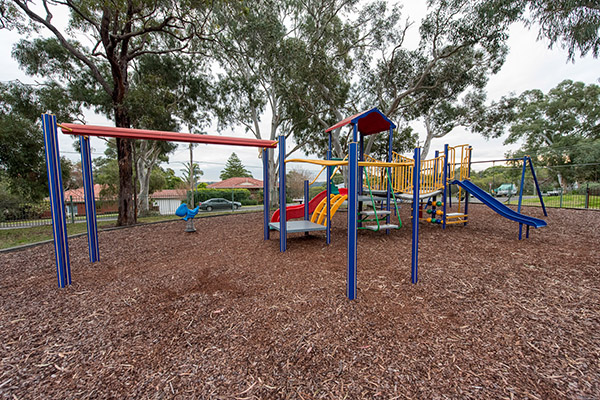 Playground with slide and climbing equipment