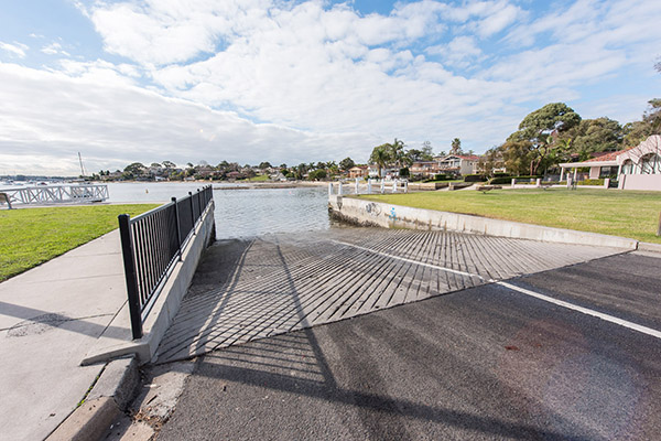 Boat ramp and houses