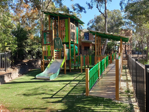 Play fort with slides and swings