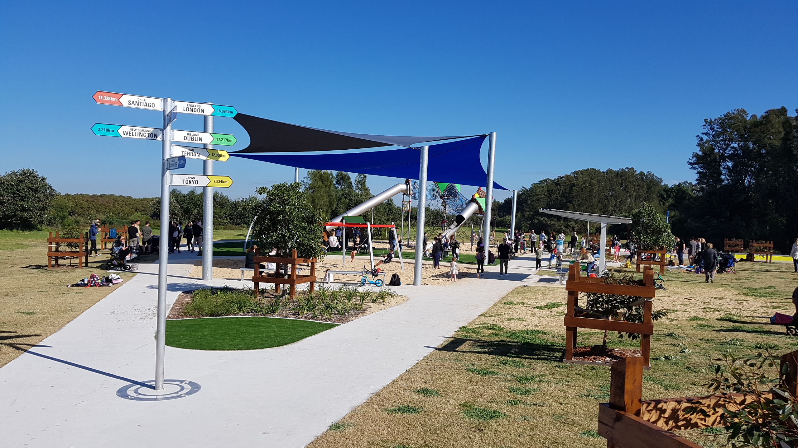 Entrance to large playground in reserve