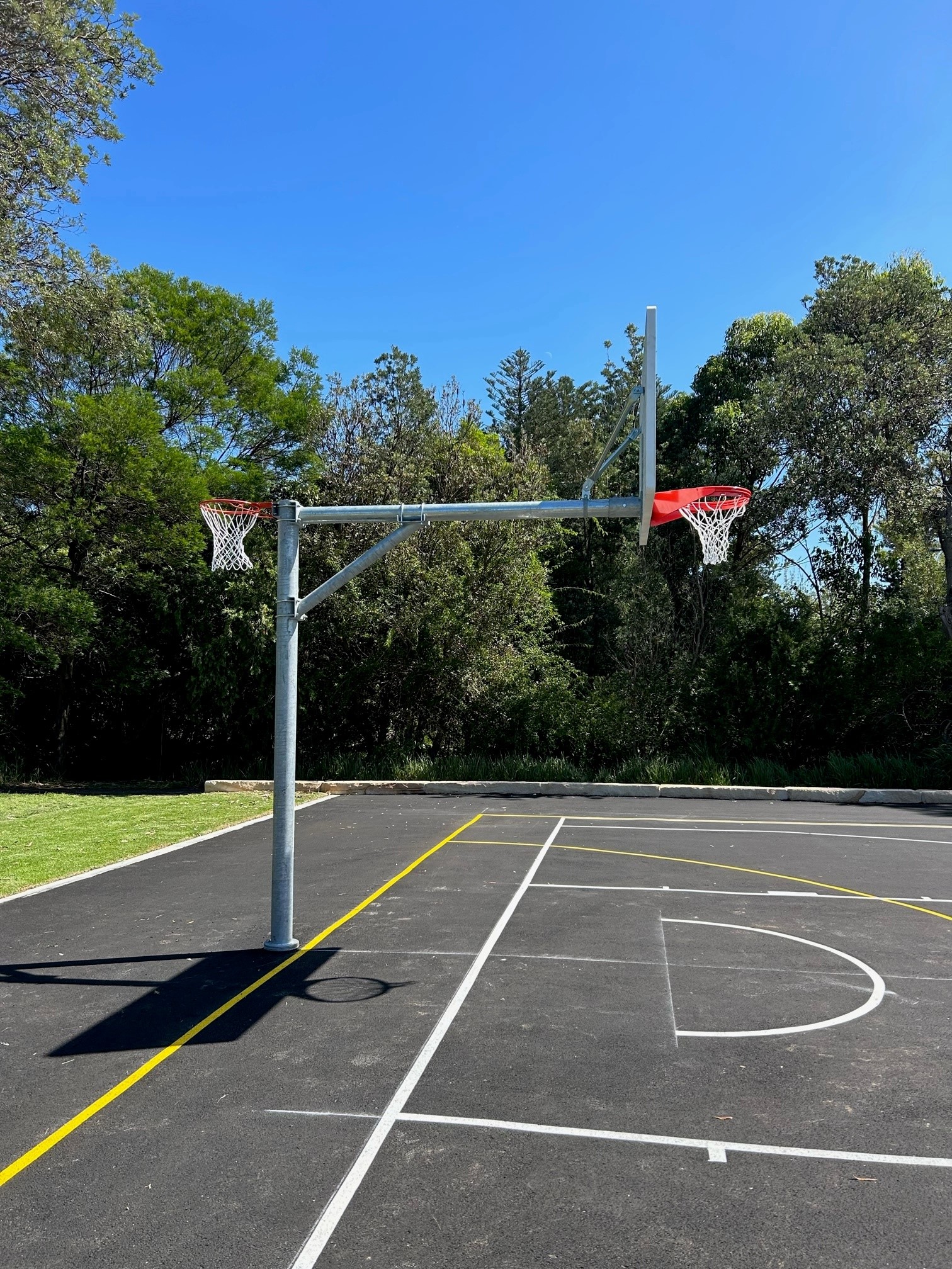 Netball and Basketball Hoops on court