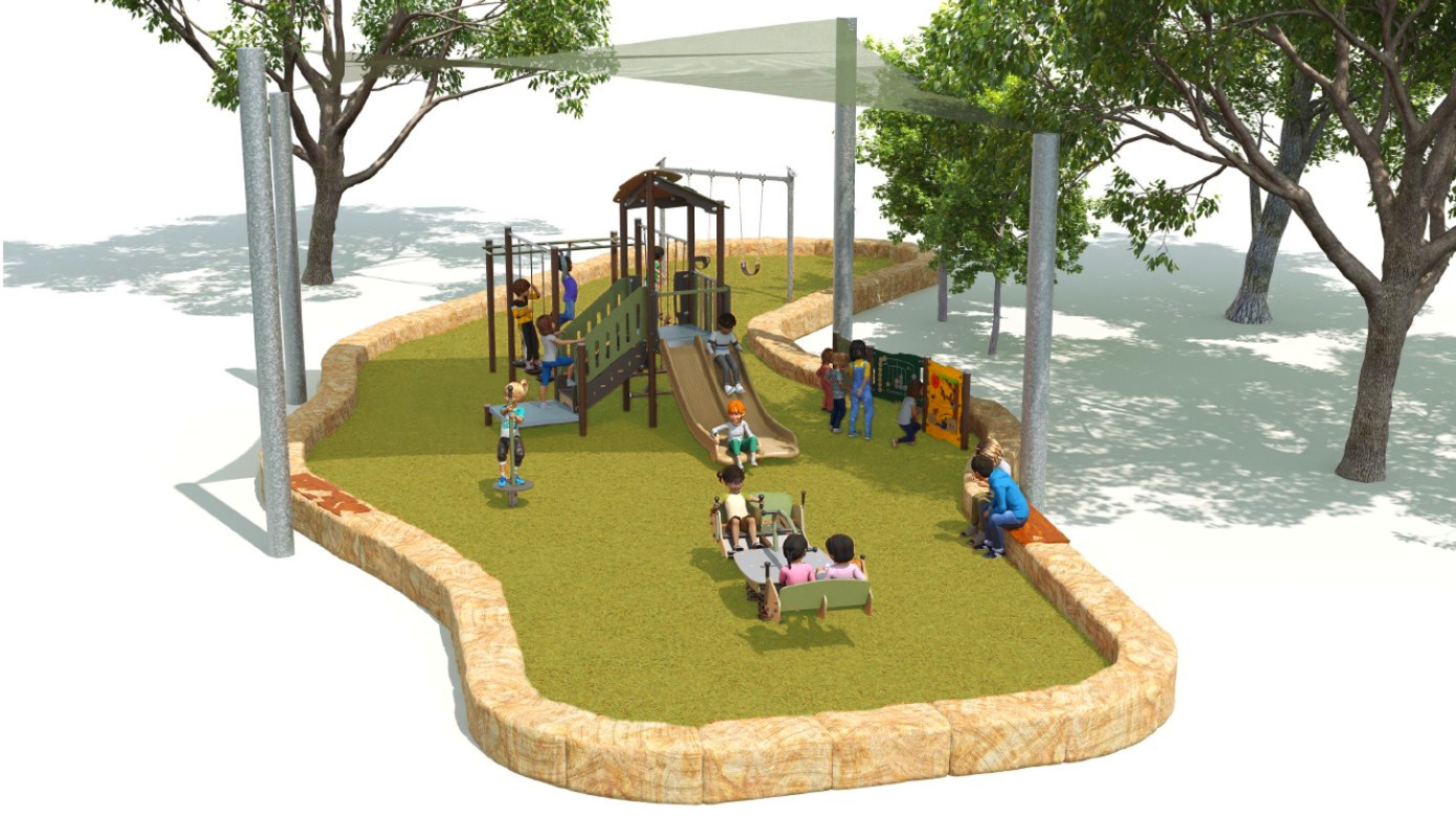 render of new equipment with children playing