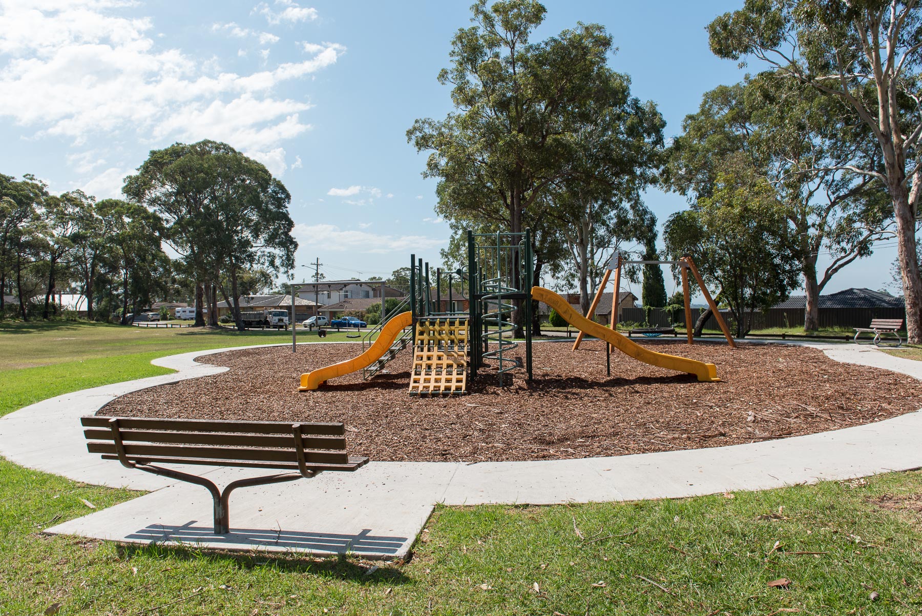 Playground in large leafy reserve