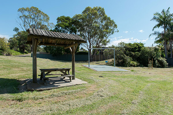 Grass and picnic shelter