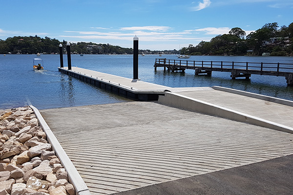 Boat ramp, pontoon and old jetty