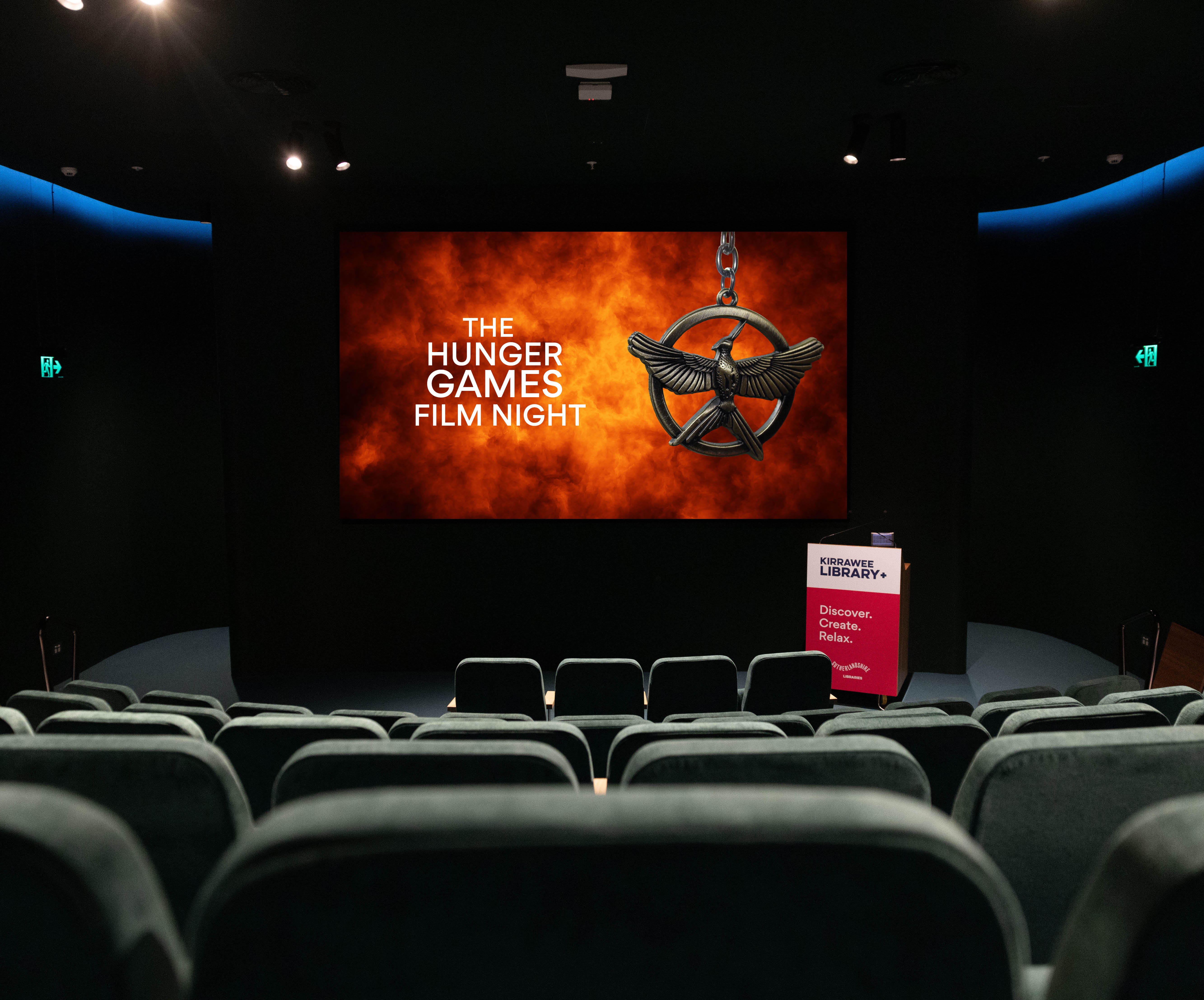 Hunger Games on screen in theatre