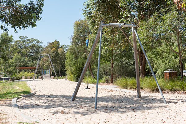 Sandy playground with flying fox