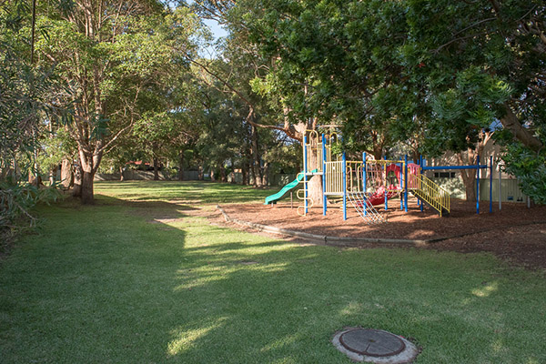 Shady park with playground