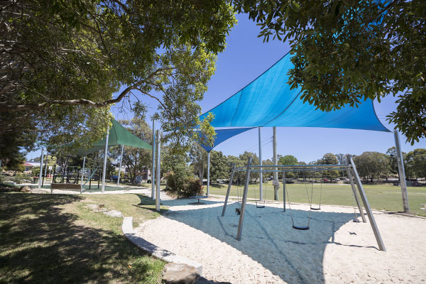 Shaded play equipment at Anzac Oval