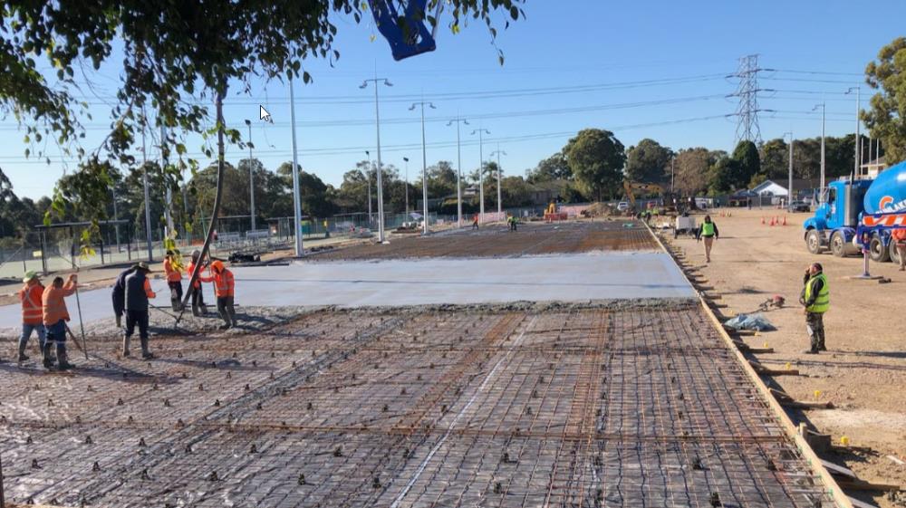 Bellingara Netball Courts - formwork and middle section of concrete poured