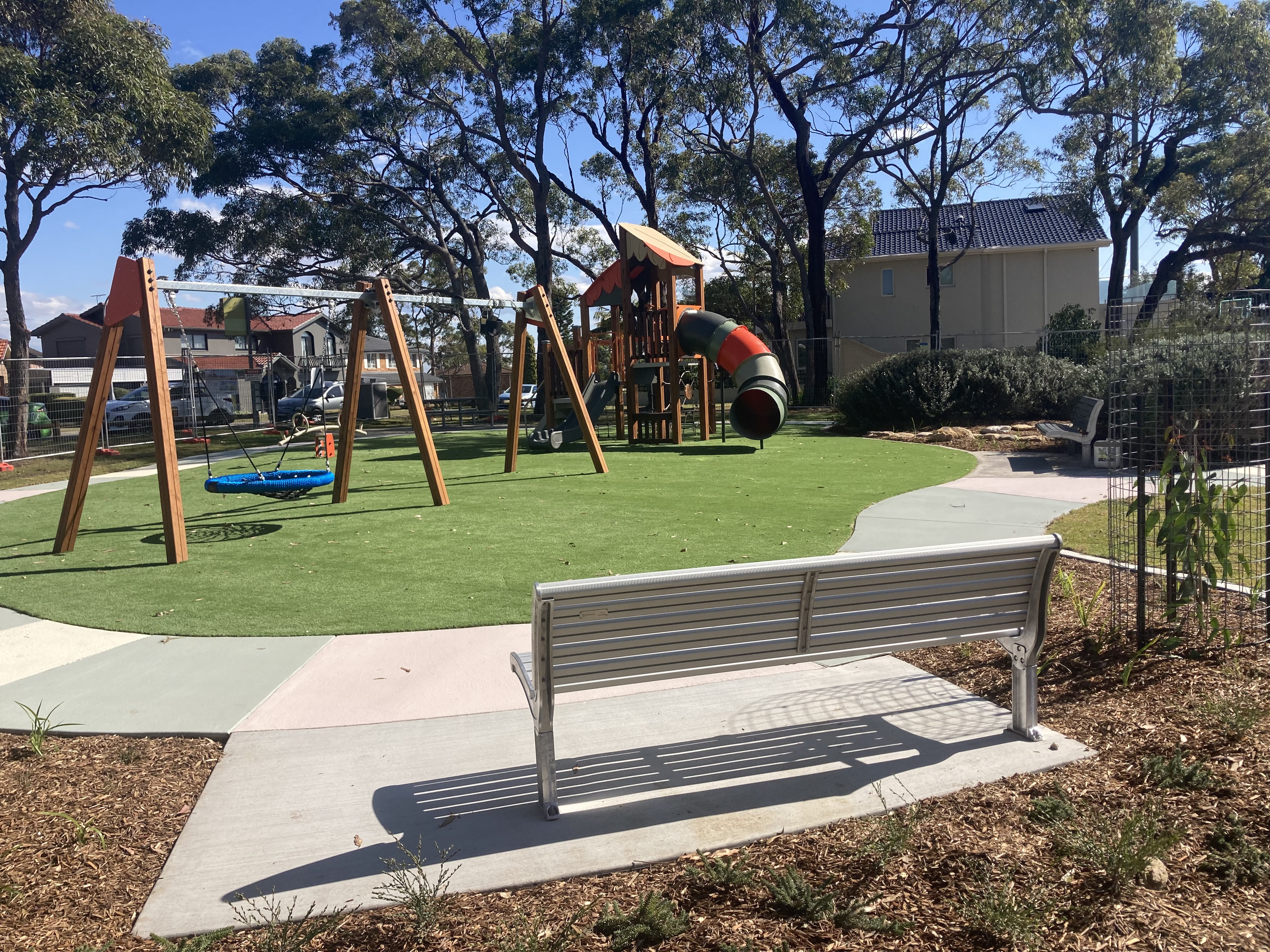 Playground with sunny seating