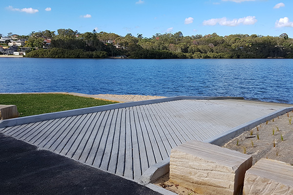 Boat ramp and view of Oyster Bay