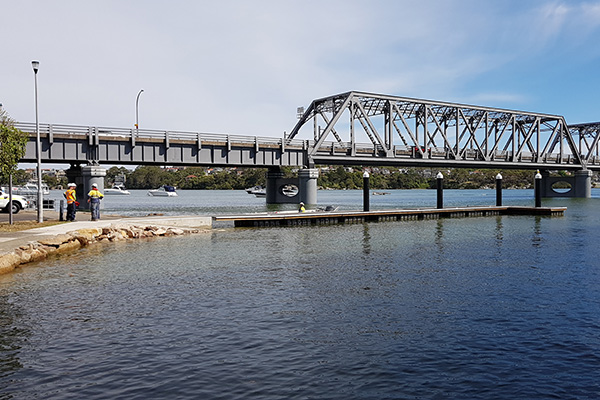 Boat ramp on river