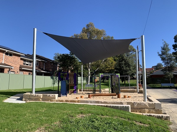 View of play equipment and shade structure