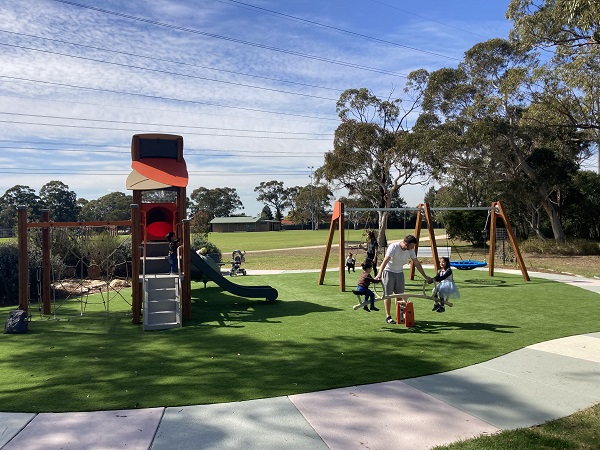 Playground with swings and slide