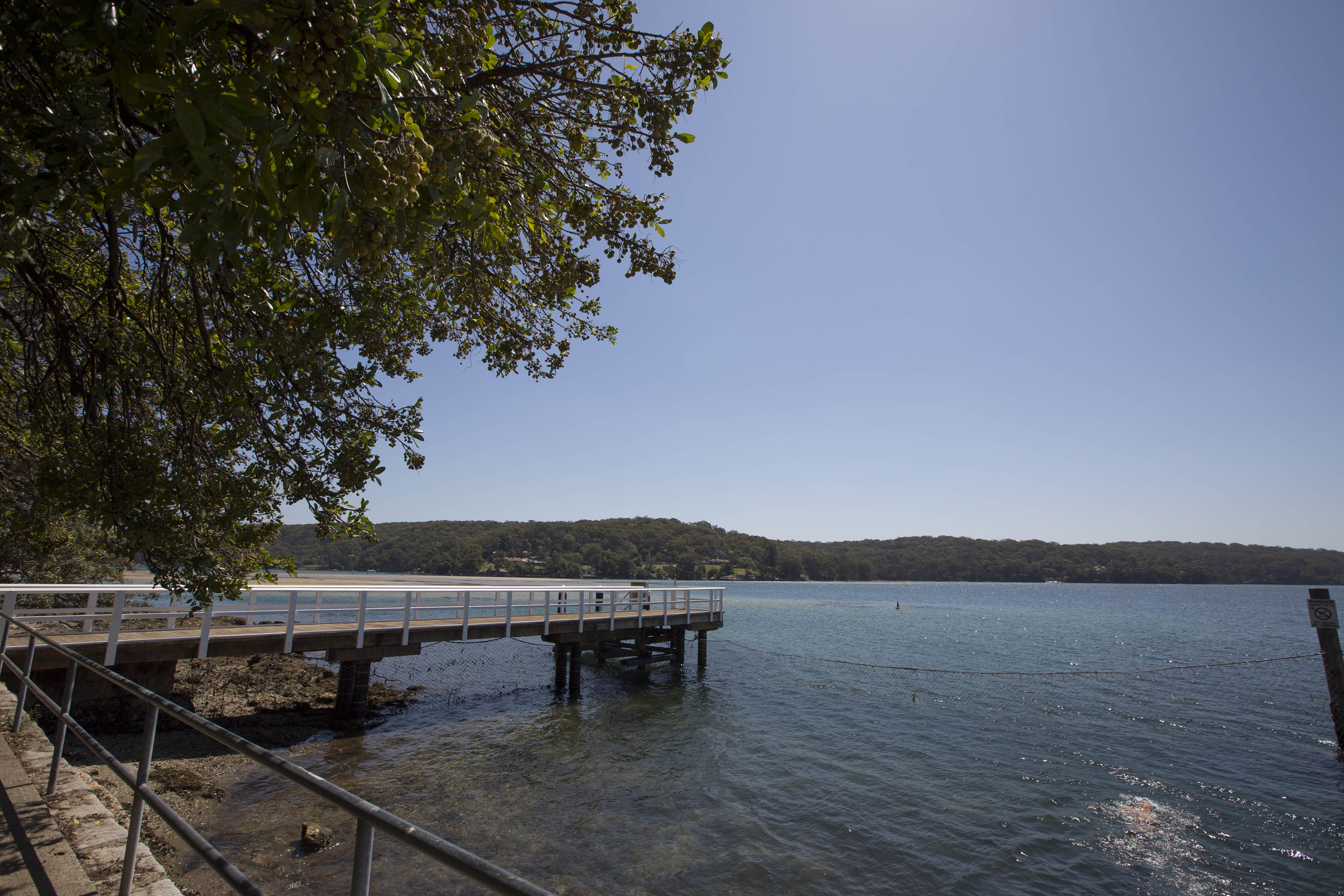 Netted tidal bath and wharf