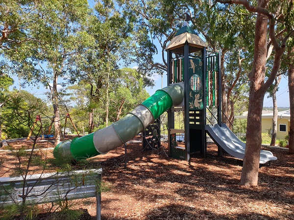 Playground in leafy bushland reserve