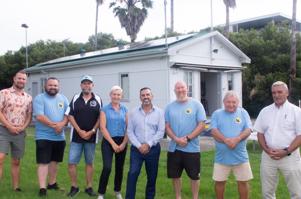 From left to right: Mitchell Parker, Sutherland Shire Council Sustainability Officer, Matthew Chizzoniti, Port Hacking Anglers Club Treasurer, John Taylforth, Port Hacking Anglers Club Secretary, Councillor Jen Armstrong, Sutherland Shire Mayor, Councillor Carmelo Pesce, Simon Gosby, Port Hacking Anglers Club President, Dave Shoobert, Port Hacking Anglers Club Secretary and Trevor Brown, Sutherland Shire Council Energy Management Advisor. 