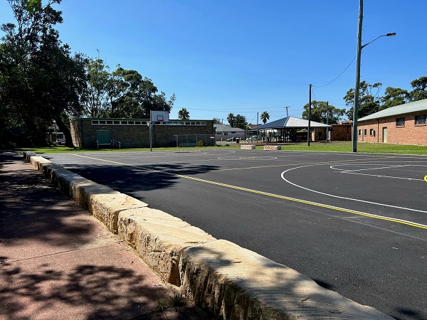 Basketball court and playground